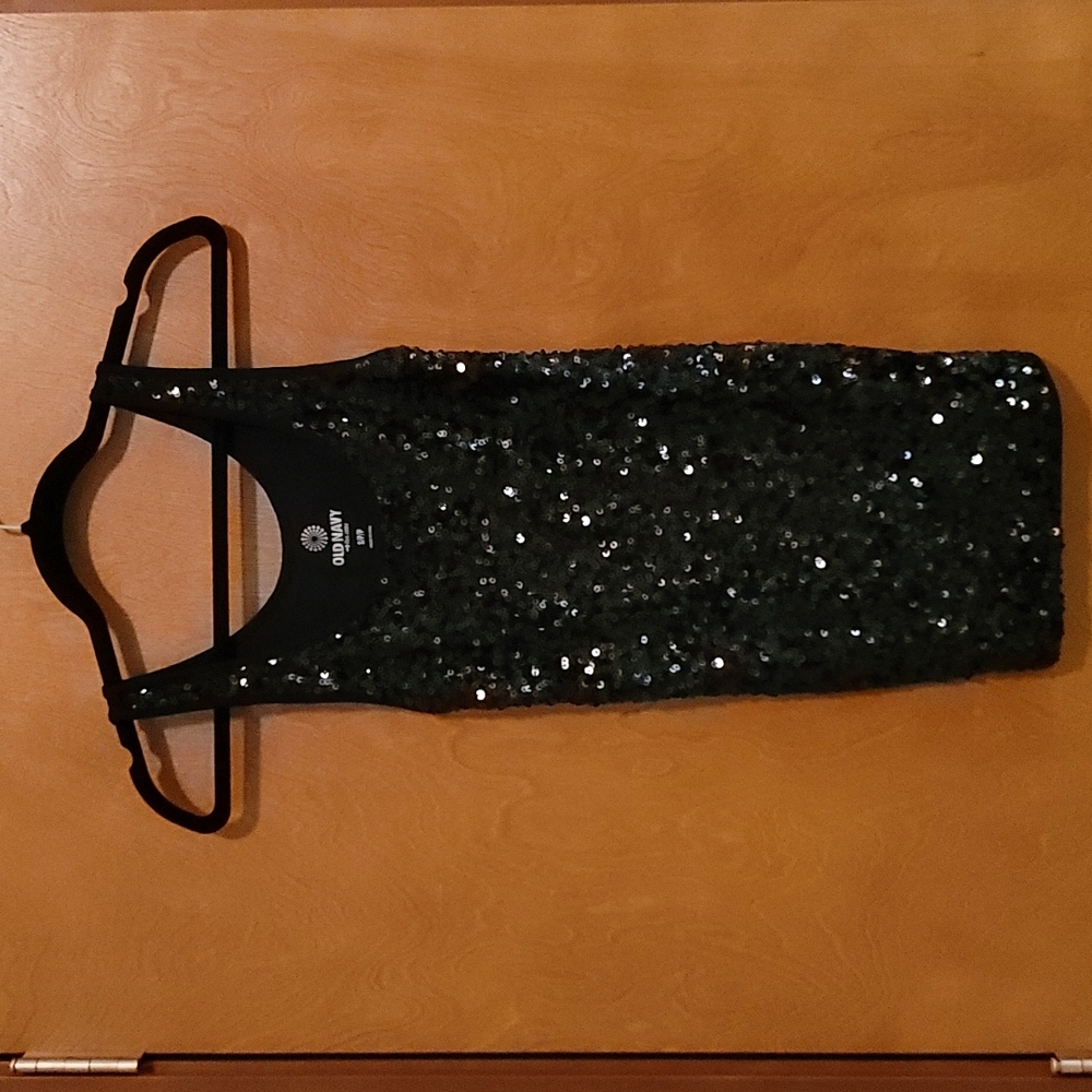 Old Navy Black Sequin Tank Top Size S